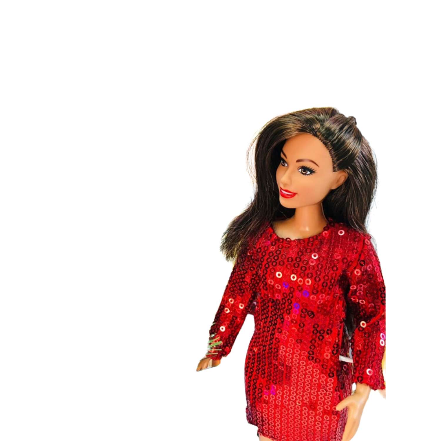 Одежда для куклы Ani Raam Платье с пайетками для Пышки красное Ani Raam для куклы Барби S100 - фото 2