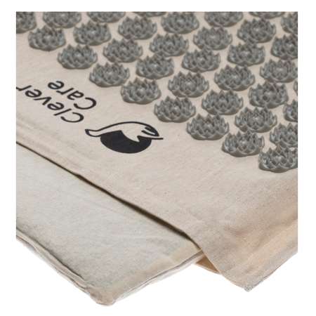 Набор: коврик и подушка CleverCare акупунктурные с сумкой для хранения и переноски цвет бежевый с серым