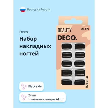 Накладные ногти DECO. Essential black side 24 шт + клеевые стикеры 24 шт