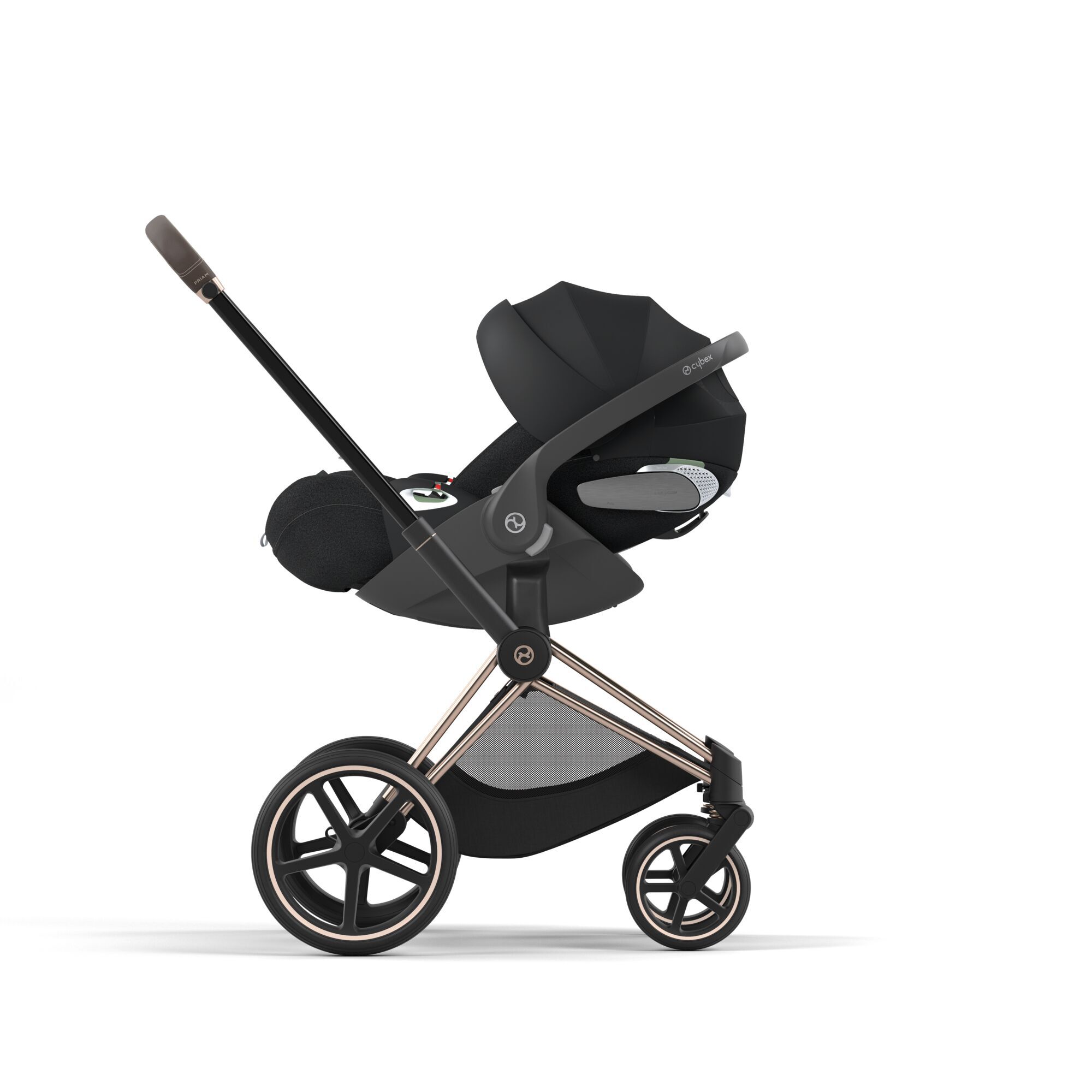 Коляска Cybex Priam IV Rosegold 2в1 Sepia Black в комплекте со спальным блоком Lux Carry Cot - фото 6