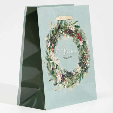 Пакет Sima-Land ламинированный вертикальный «Новогодний венок». S 11.5×14.5×5.5 см