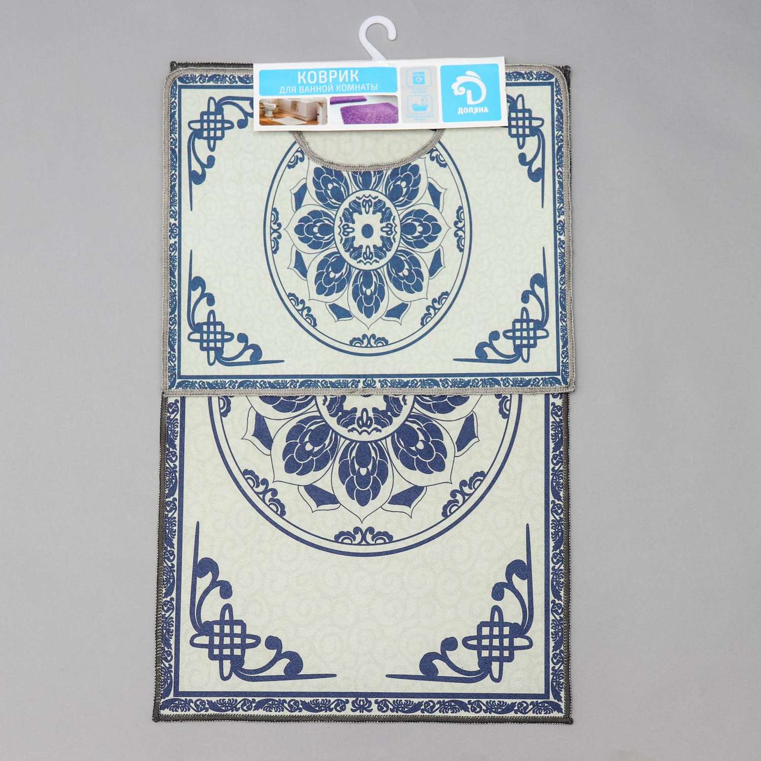 Набор ковриков Доляна для ванной и туалета «Адиса» 2 шт: 50×78 см 40×50 см цвет синий - фото 5