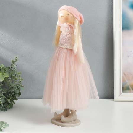 Кукла интерьерная Зимнее волшебство «Малышка в розовом с цветком с длинными волосами» 41 5х14 5х16 см