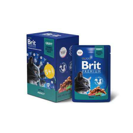 Корм для кошек Brit Premium утка в соусе 85г*5+1шт
