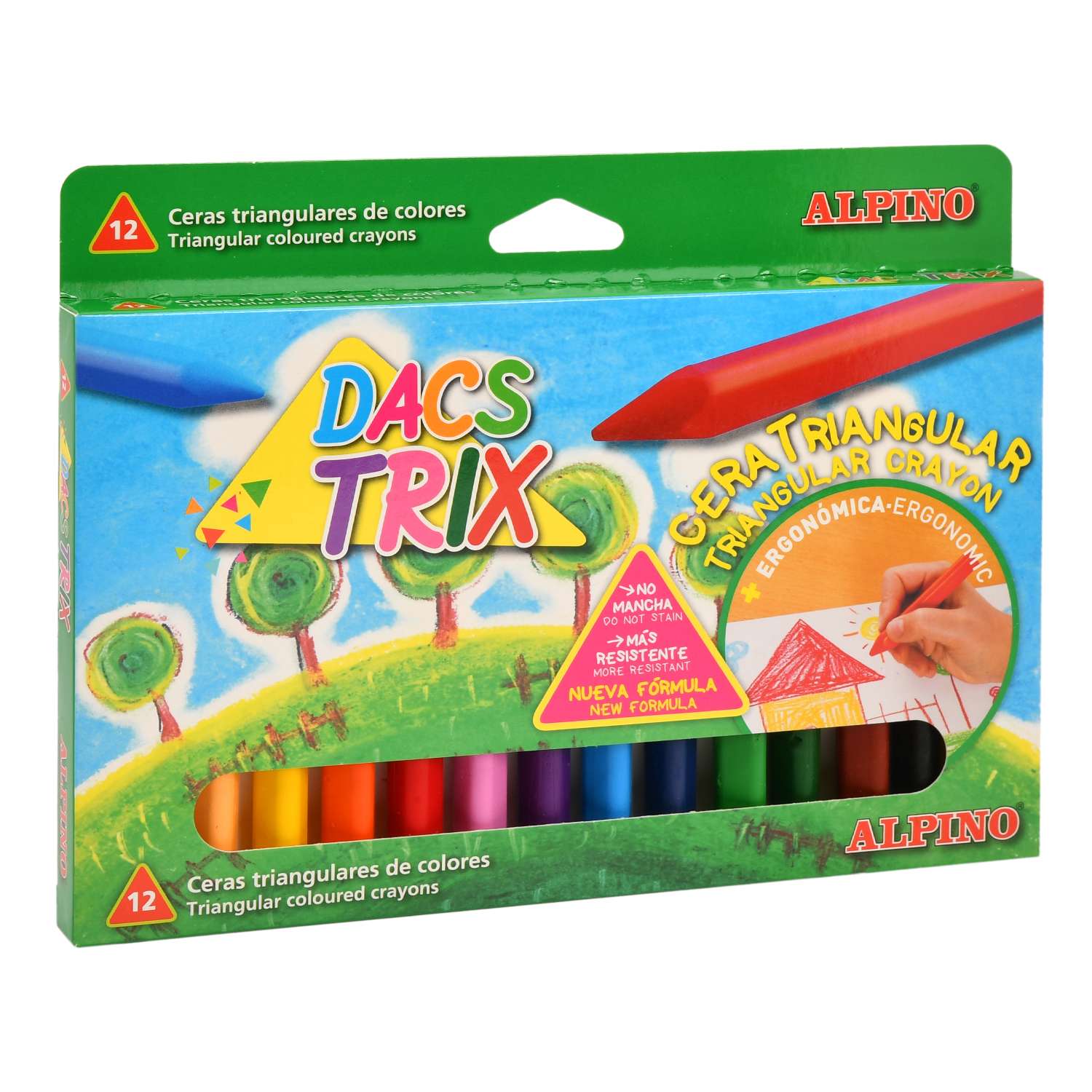 Карандаши восковые ALPINO Dacstrix трехгранные 12цветов DA000125 - фото 1