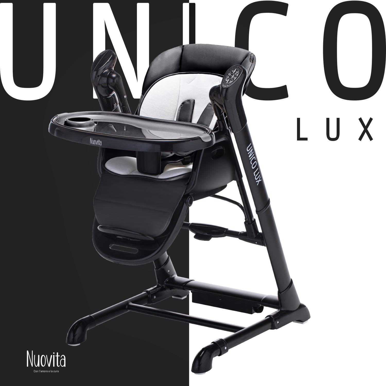 Стульчик для кормления Nuovita Unico lux Nero с электронным устройством качения Черный - фото 3