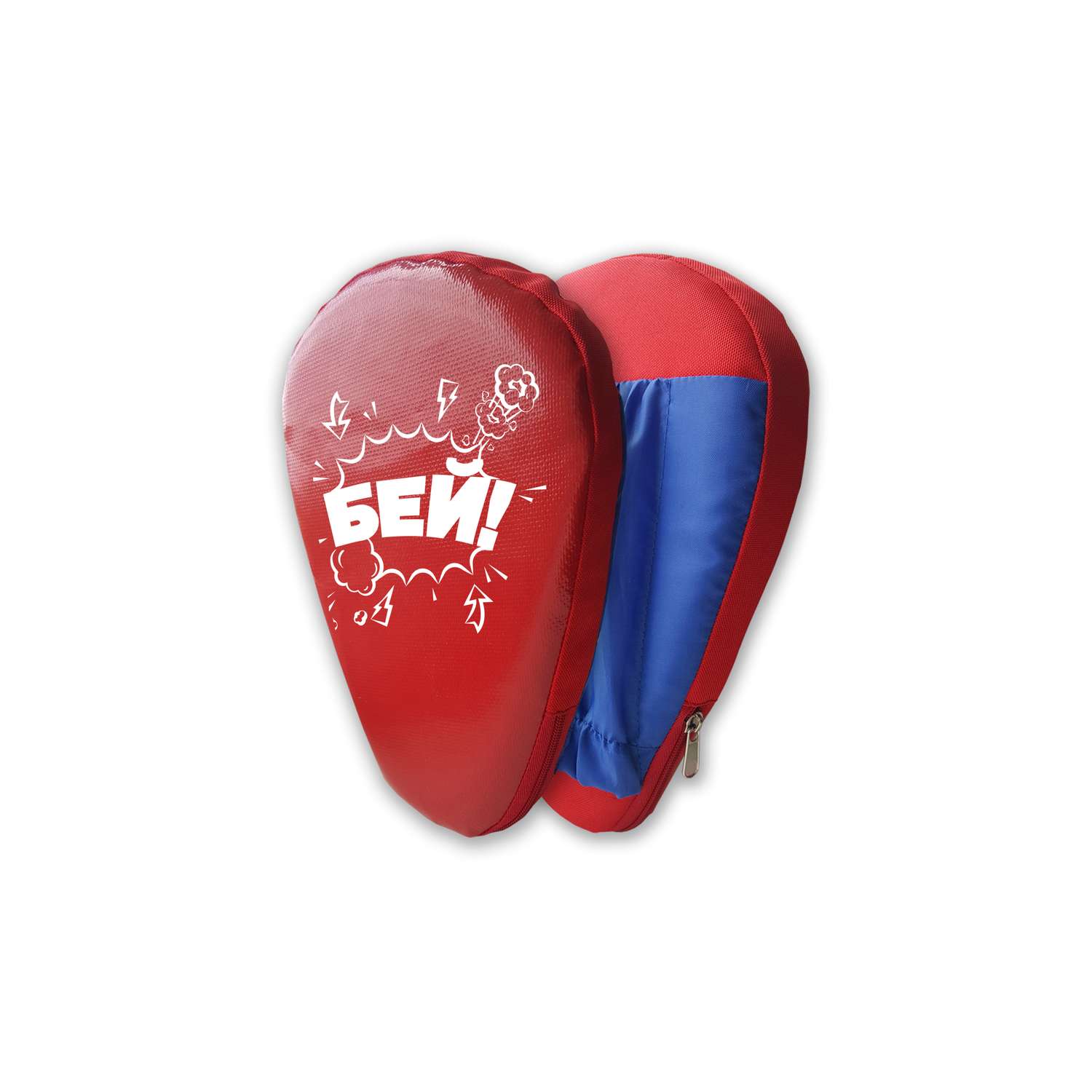 Детский набор для бокса Belon familia лапа боксерская 27х18 х 4см цвет красный синий с принтом БЕЙ - фото 1