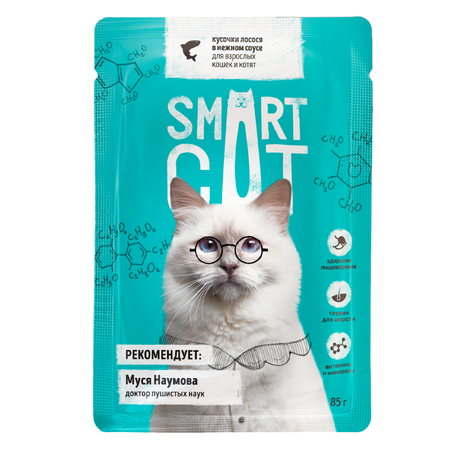 Корм для кошек и котят Smart Cat 85г кусочки лосося в нежном соусе