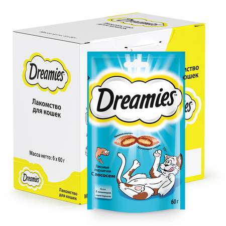 Лакомство для кошек Dreamies подушечки c лососем 60г