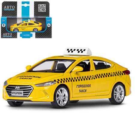 Машинка металлическая АВТОпанорама игрушка детская HYUNDAI ELANTRA Городское такси 1:40 желтый