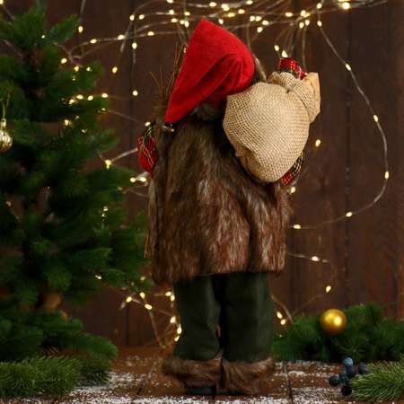 Дед мороз Зимнее волшебство «В пушистой жилетке с веточками» 45 см