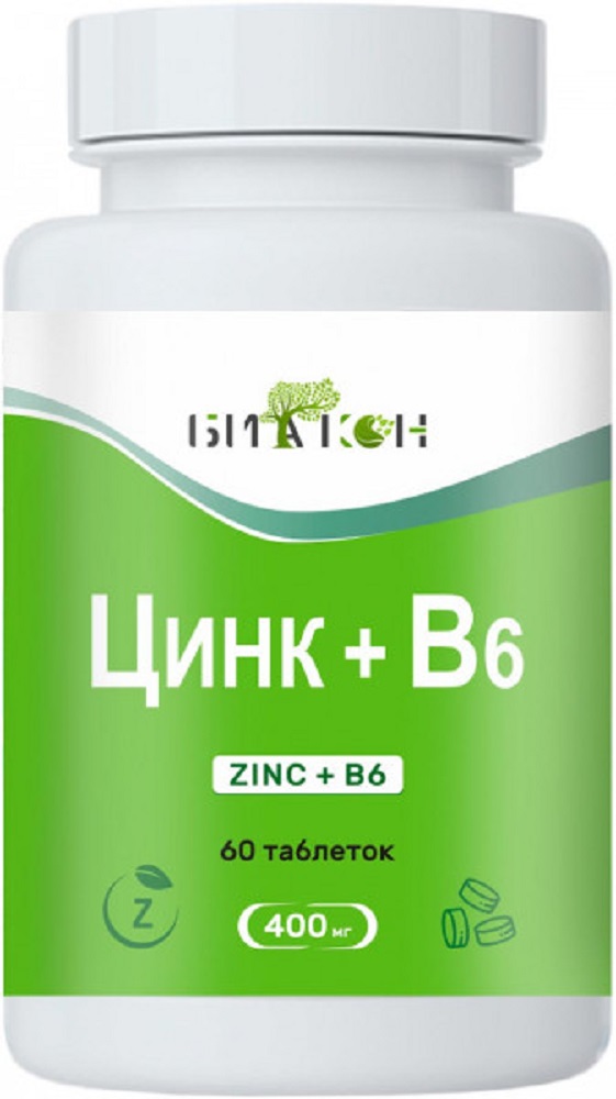 БАД БИАКОН Цинк В6 для поддержки иммунной и репродуктивной систем 60 таблеток - фото 1