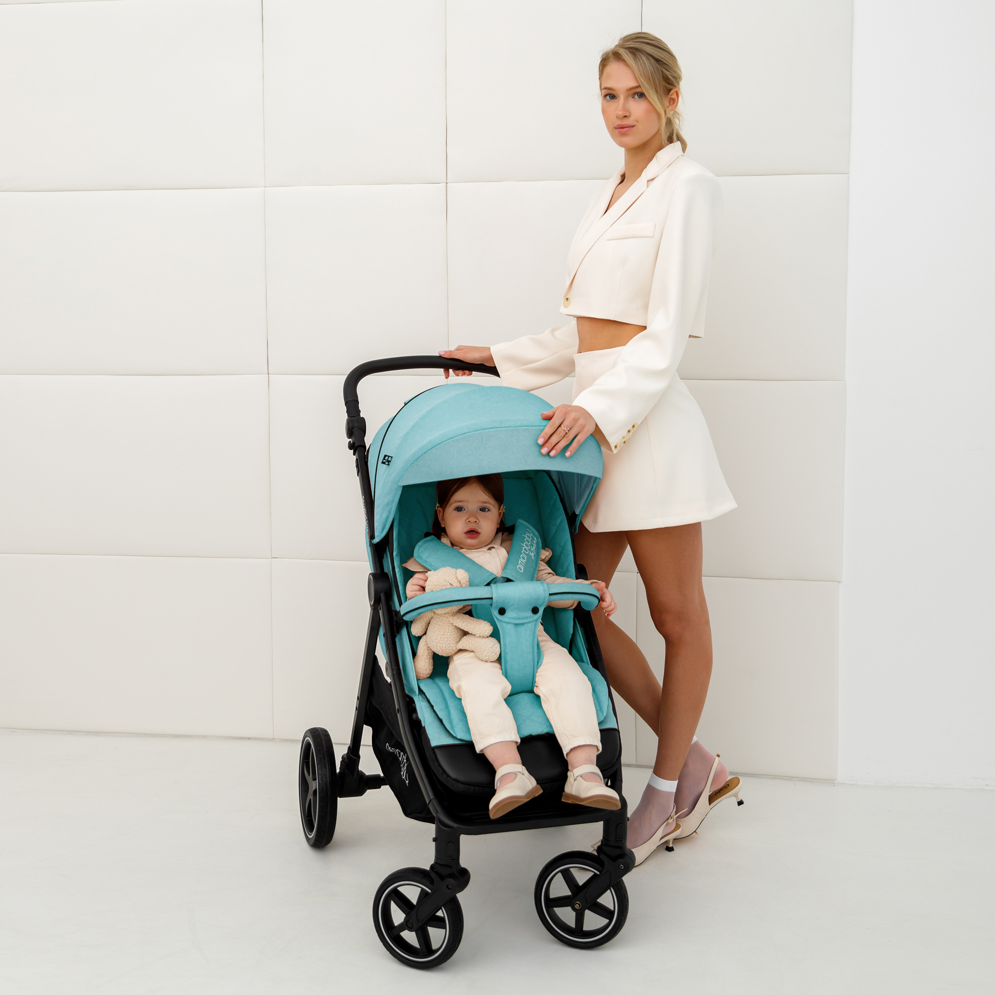 Прогулочная коляска Amarobaby StrollinJoy бирюзовый - фото 26