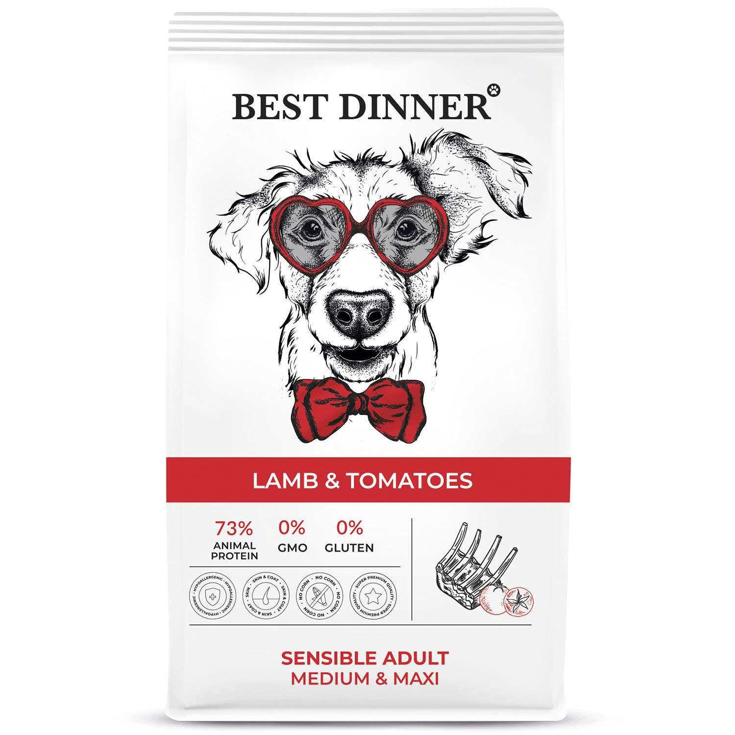 Корм для собак Best Dinner 3кг Maxi ягненок с томатами - фото 1