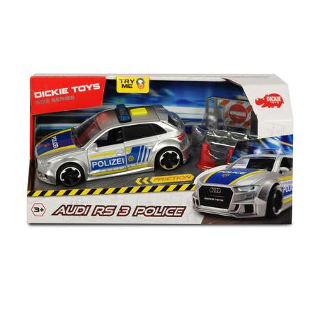 Машинка Dickie 1:32 Audi RS3 полицейская фрикционная с аксессуарами 3713011