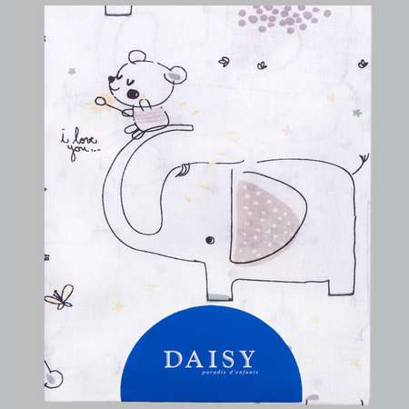 Пеленка Daisy Хлопок 1 шт. 75х120 см Слон и Мишка беж.