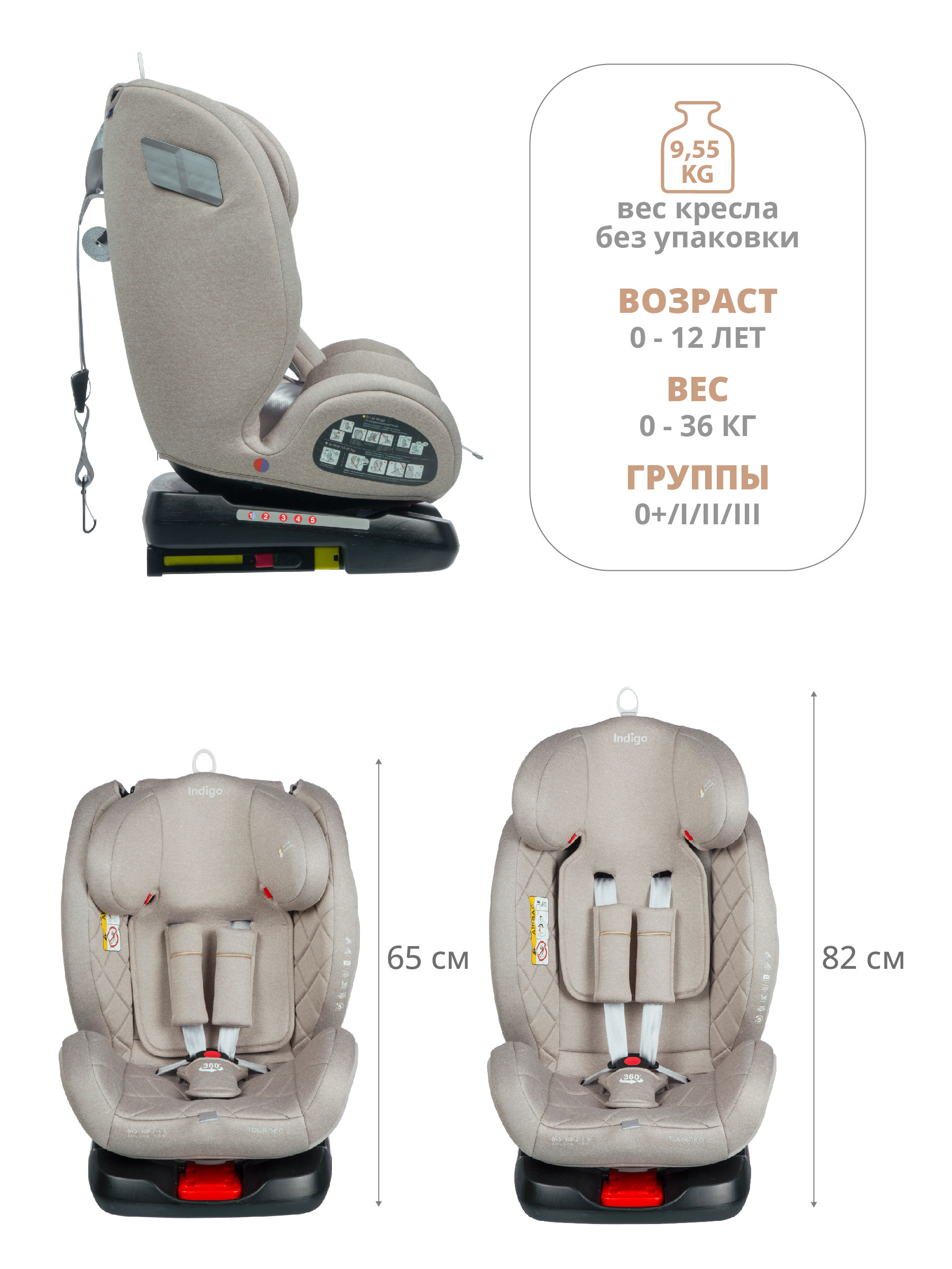 Автокресло Indigo Tourneo Isofix 0+/1/2/3 (0-36 кг) - фото 4