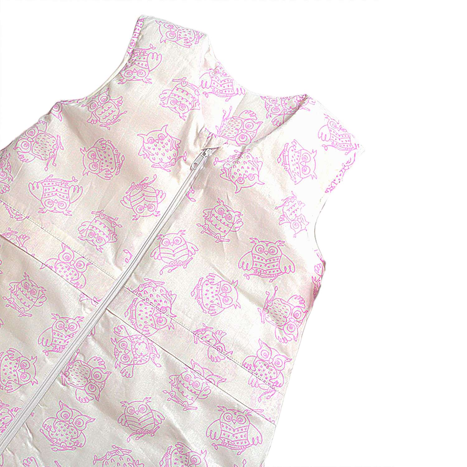 Одеяло-спальный мешок розовый Засыпашки Утепленный Совы 80 см хлопок 100% - фото 7