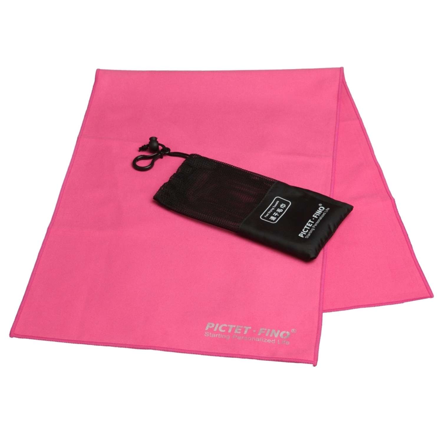 Полотенце спортивное PICTET FINO из микрофибры розовое в мешочке - фото 1