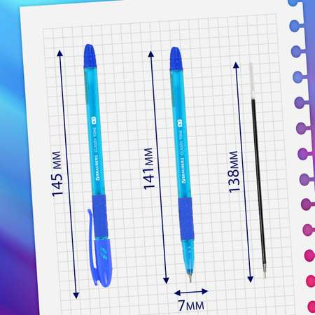 Ручки шариковые Brauberg синие набор 12 штук тонкие для школы