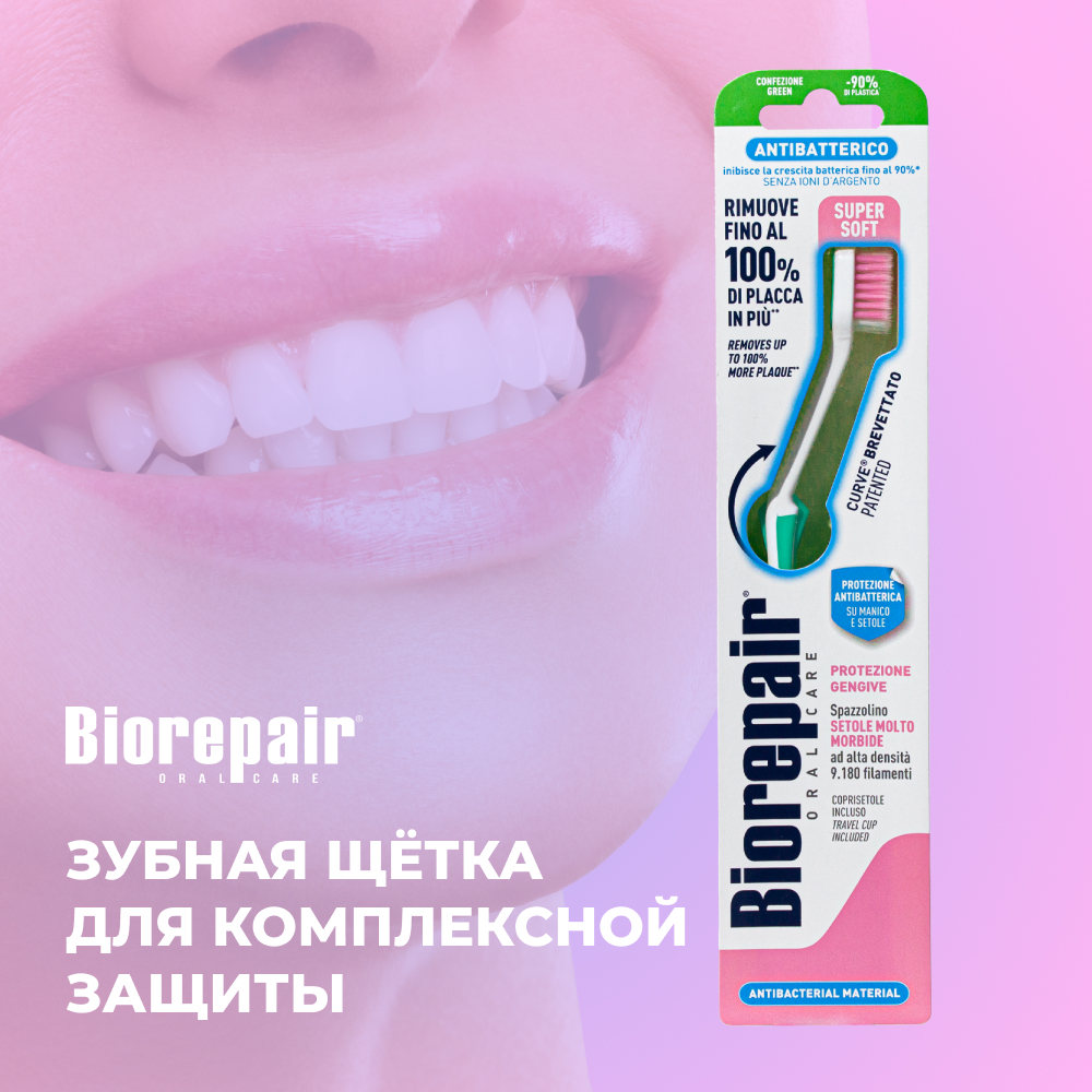 Зубная щетка Biorepair CURVE Protezione Gengive изогнутая для защиты десен - фото 6