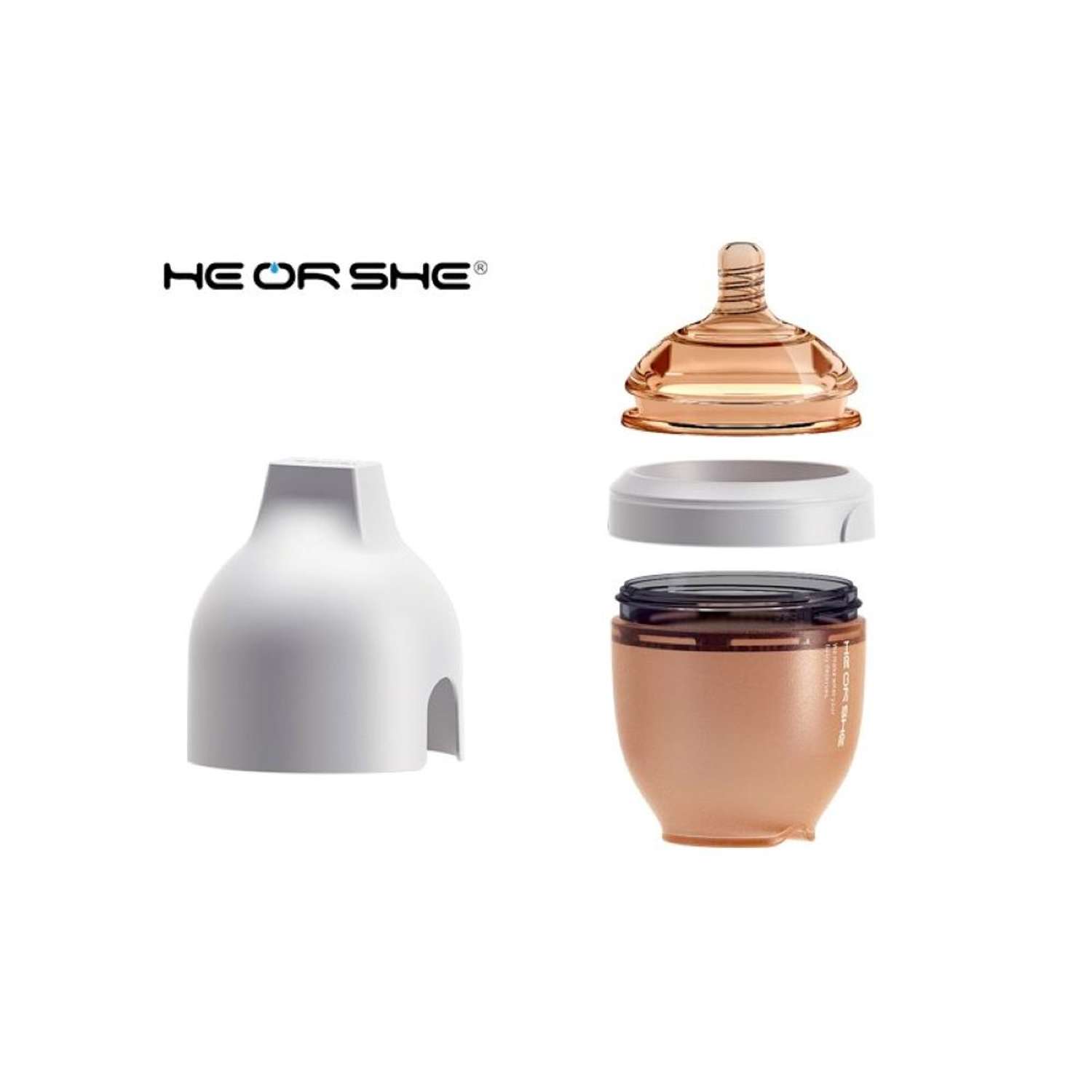 Бутылочка антиколиковая HEORSHE Ultra Wide Neck Baby Bottle 160 мл от 0 месяцев серая - фото 3