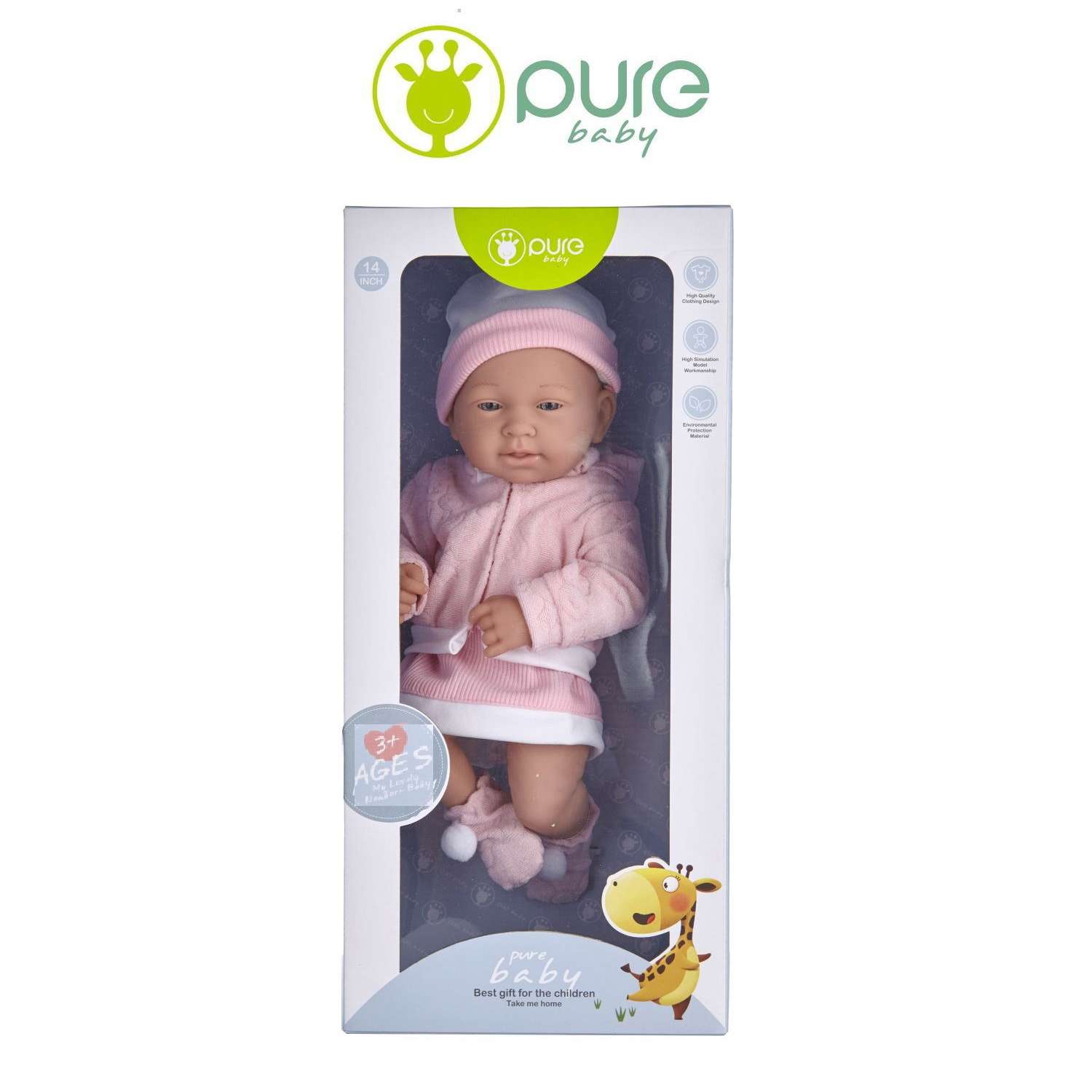 Кукла-пупс Junfa Pure Baby 35см в розовом платье WJ-B9969 - фото 1