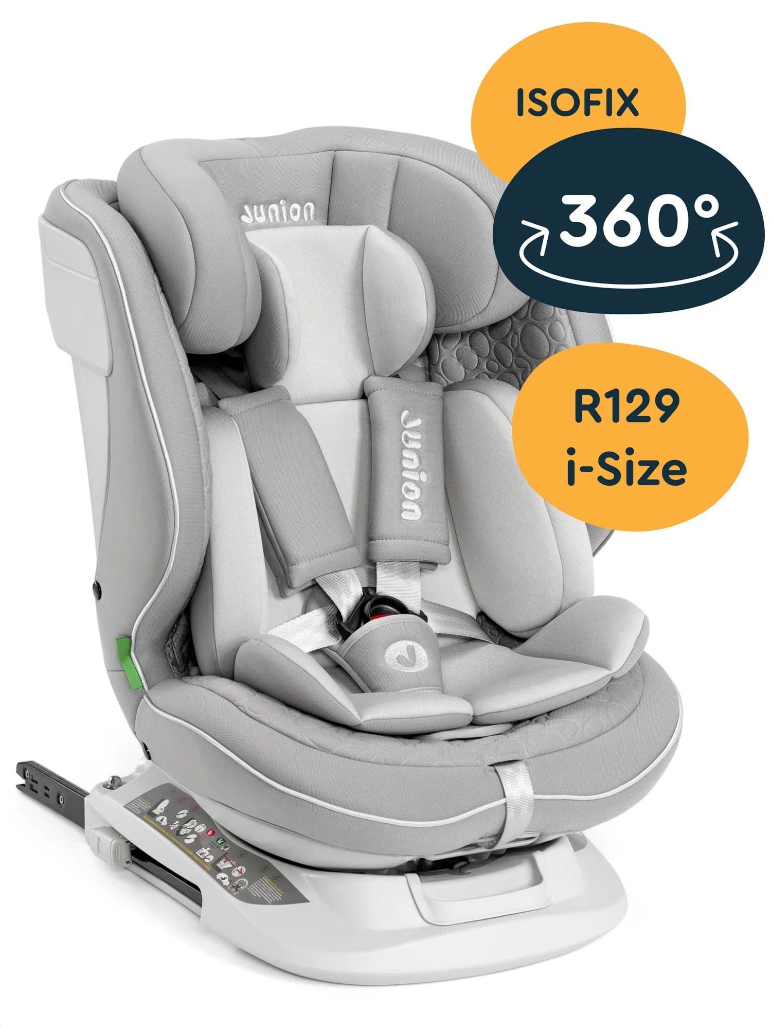 Автокресло Junion Julsi i-size группа 0+/1/2/3 0-36 кг 0-12 лет 360° Isofix серый - фото 2