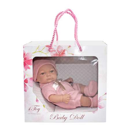 Кукла пупс 1TOY Premium реборн 25 см в розовом комбинезоне пинетках и шапочке
