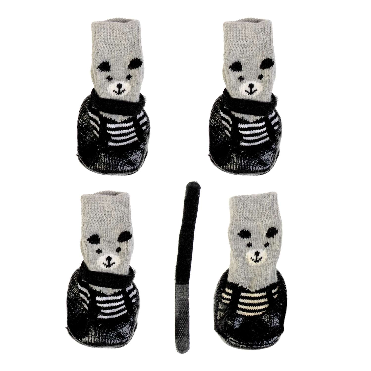 Носки Пижон «Мишки» с прорезиненной подошвой размер M 4.5 х 6 см черные - фото 1