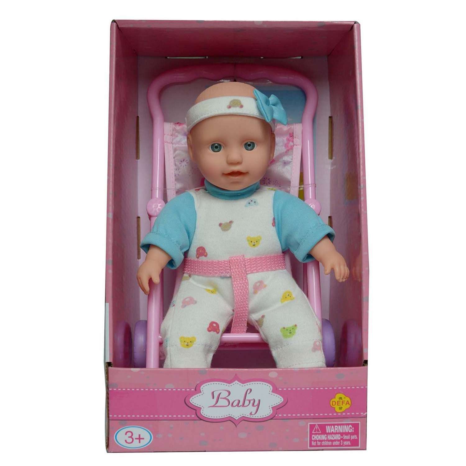 Кукла-младенец Defa Lucy в коляске 23 см голубой 5088 //голубой - фото 1