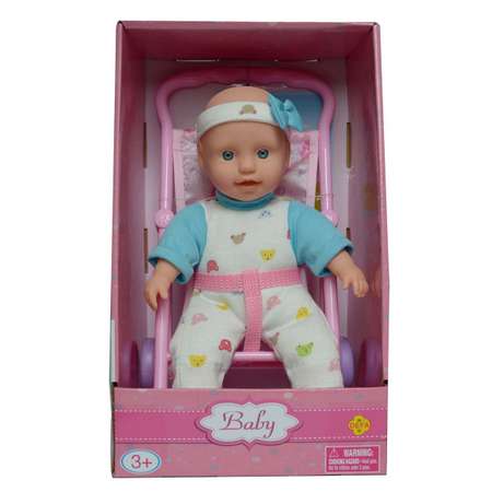 Кукла-младенец Defa Lucy в коляске 23 см голубой