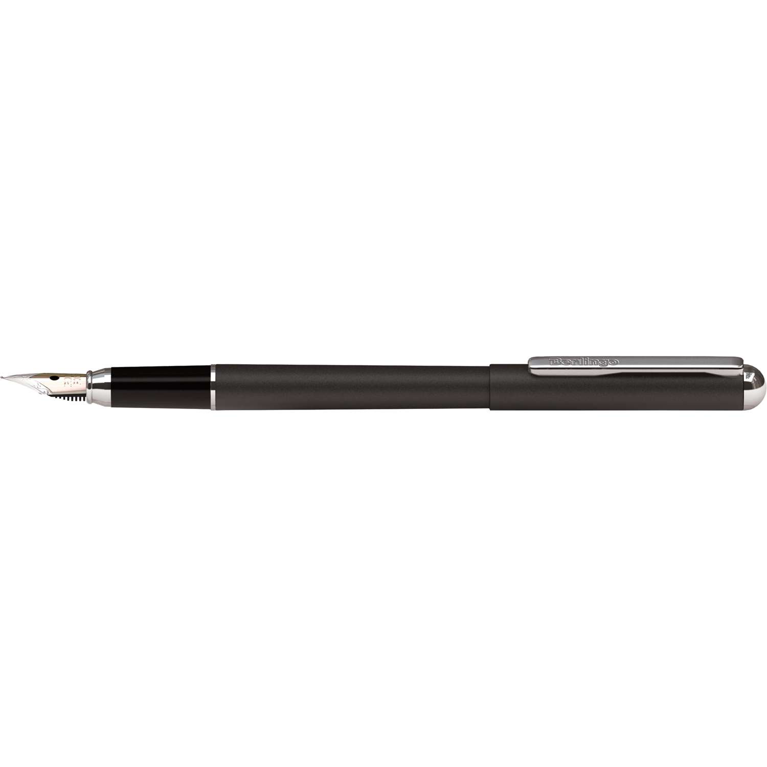 Ручка перьевая Berlingo Silver Prestige синяя 08мм корпус черный/хром - фото 1