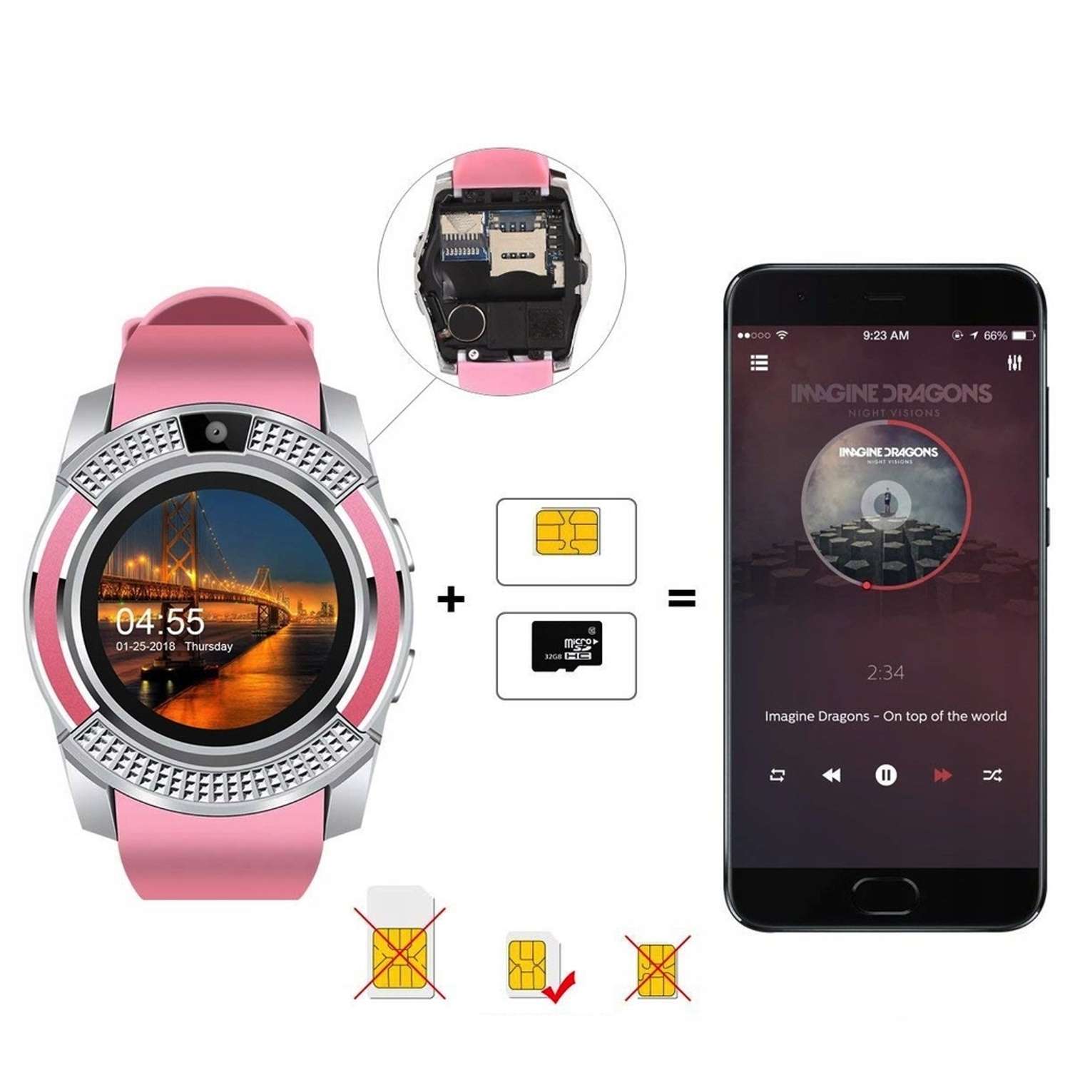 Смарт-часы наручные розовые CASTLELADY с камерой Smart Watch DZ 09 умные - фото 5