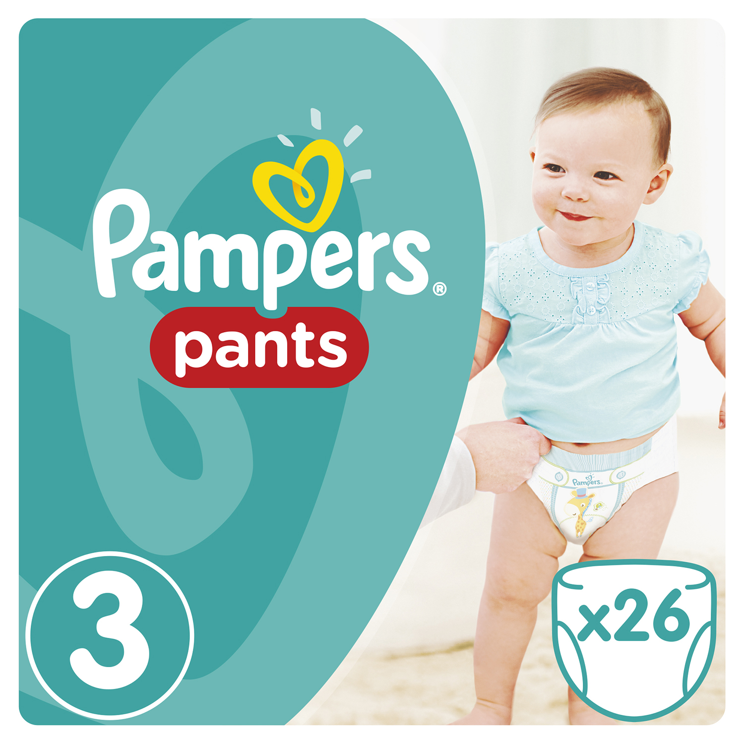 Подгузники-трусики Pampers Pants Средняя 6-11кг 26шт купить по цене 299 ₽ в  интернет-магазине Детский мир