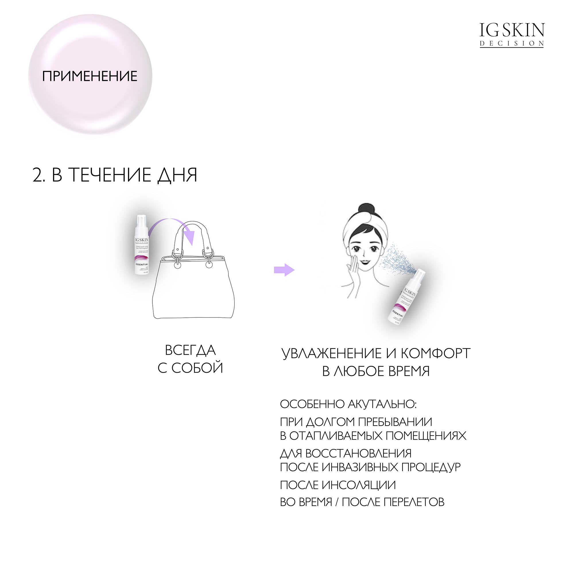 Спрей гидрант для лица IG SKIN Decision омолаживающий с гиалуроновой кислотой с витамином Е и аминокислотами - фото 8