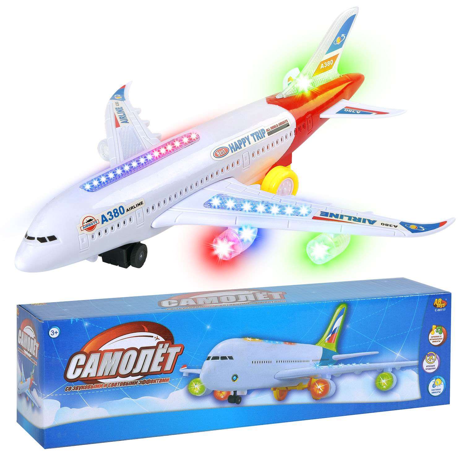 Самолет ABTOYS пассажирский электромеханический со световыми и звуковыми эффектами C-00117 - фото 2