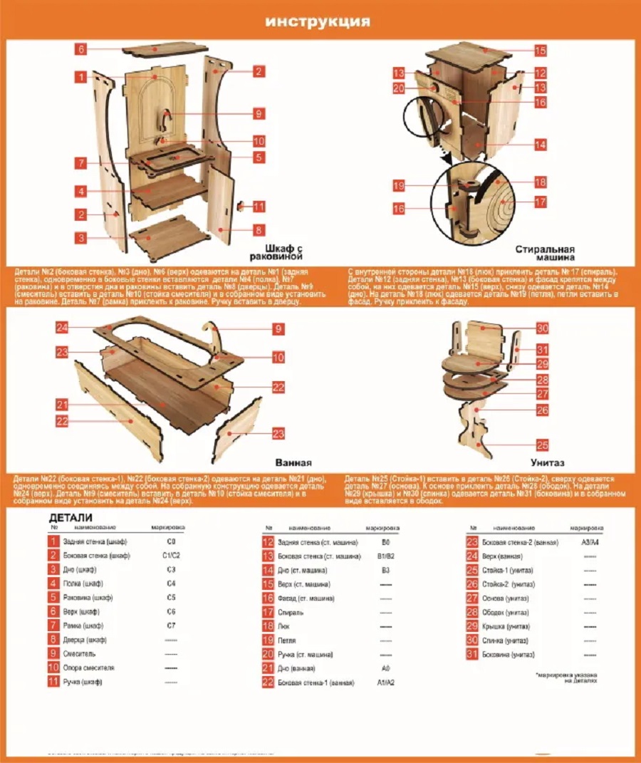 Ванная комната КубиГрад для кукольного домика для кукол от 20 до 30 см 121892 - фото 5