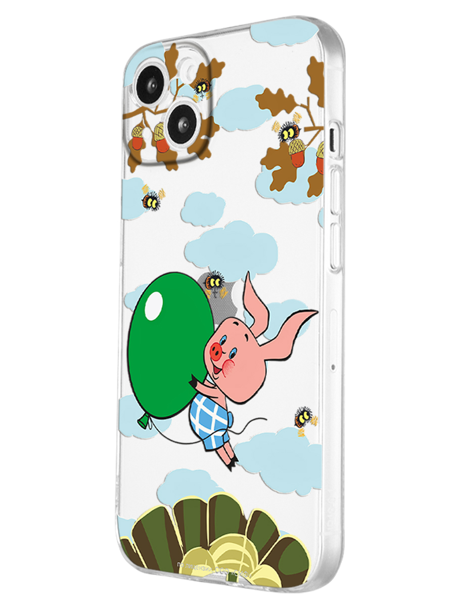 Силиконовый чехол Mcover для смартфона Apple iPhone 13 mini Союзмультфильм Пятачок с шариком - фото 1
