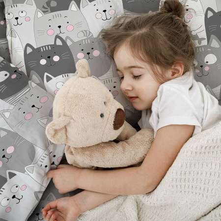 Комплект постельного белья TEO kids Серые котики 1.5-спальный наволочка 50х70 рис.5236-1