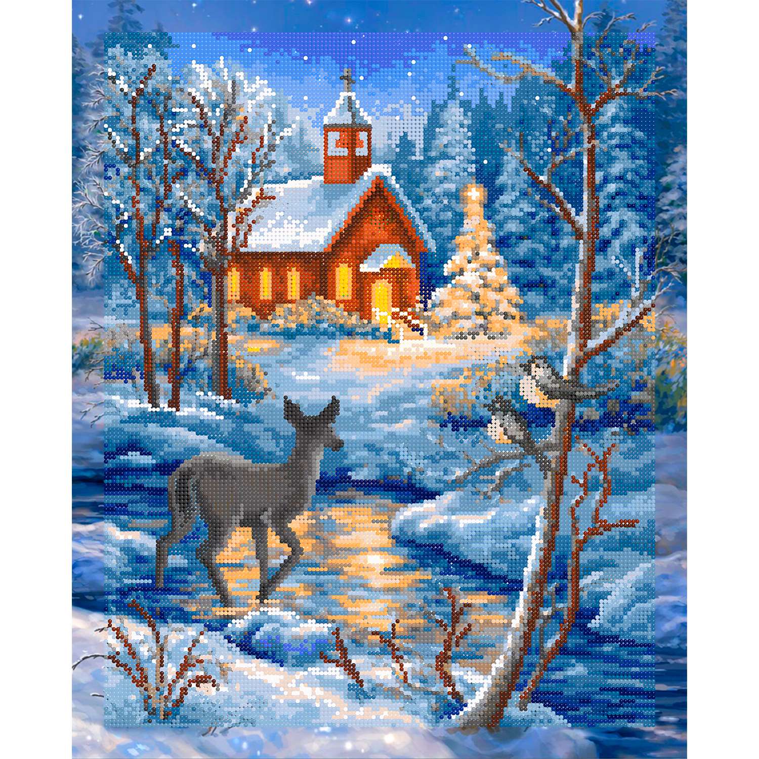 Алмазная мозаика Art on Canvas Рождественский пейзаж холст на подрамнике 40*50 - фото 2