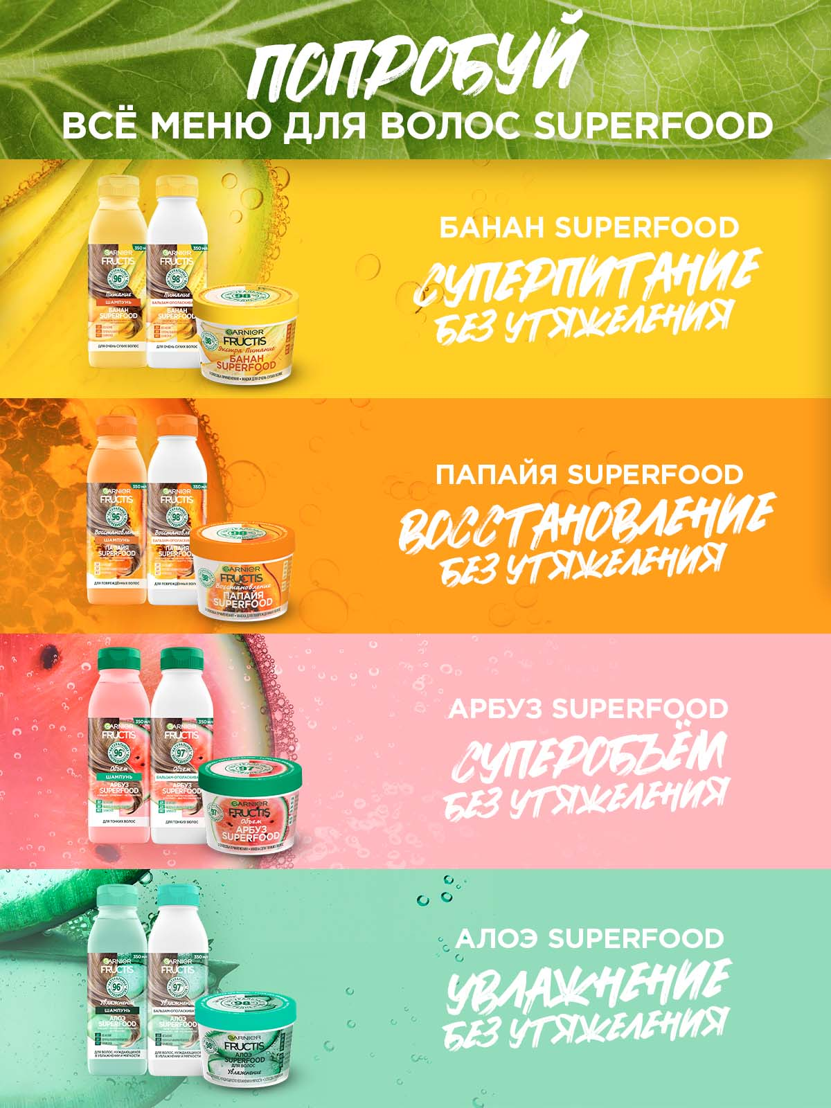 Маска для волос GARNIER Fructis алоэ Superfood 390 мл - фото 5