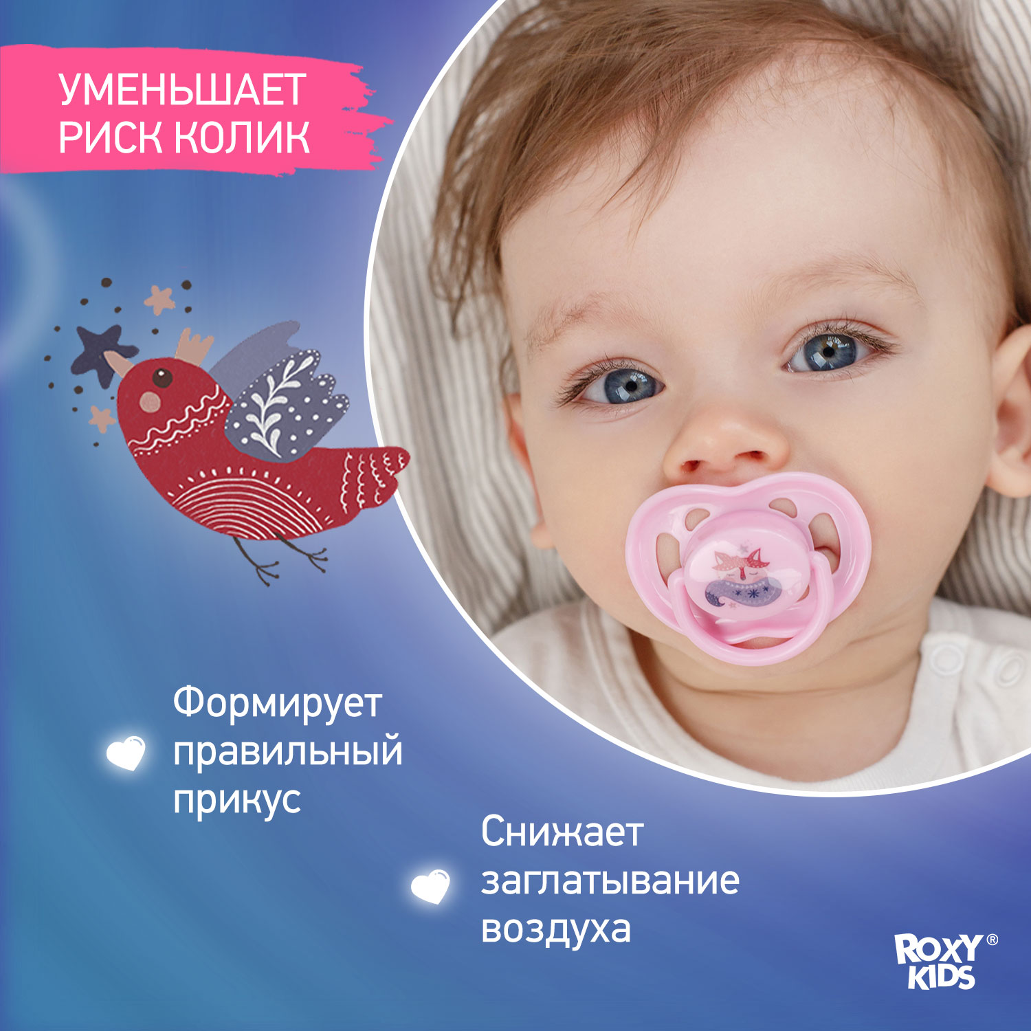 Соска-пустышка силиконовая ROXY-KIDS Scandi в контейнере 2шт от 0 до 6 месяцев - фото 2