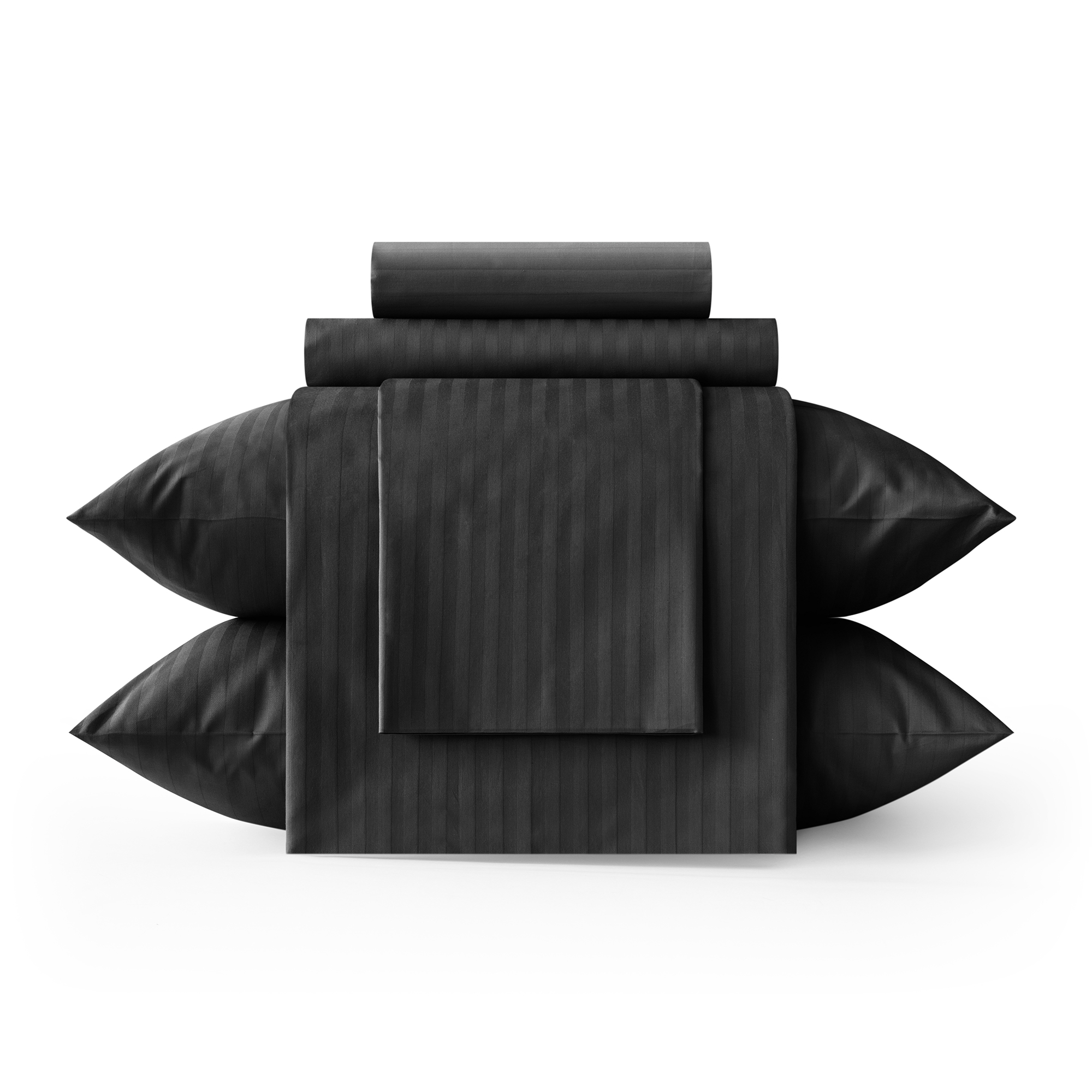 Простыня на резинке LOVEME Black 140х200 см страйп-сатин 100% хлопок - фото 3