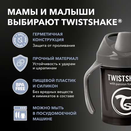 Поильник-непроливайка Twistshake 230мл с 4месяцев Чёрный