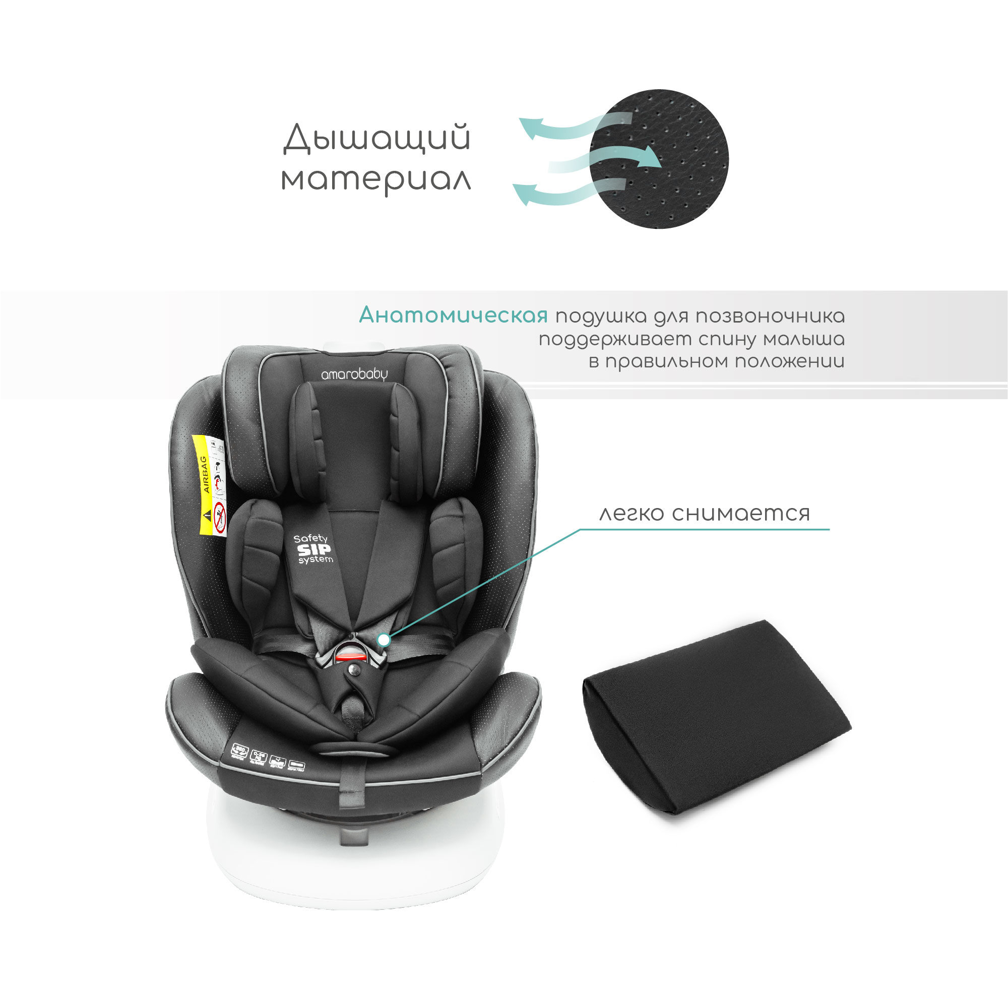 Автокресло детское CHAMPION AmaroBaby Isofix класс D группа 0+/1/2/3 черный - фото 8