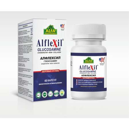 БАД Alfa Vitamins Альфлексил Глюкозамин Хондроитин Коллаген МСМ 60 капсул США