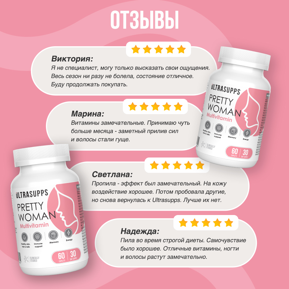 Витамины для женщин ULTRASUPPS Мультивитаминный комплекс 60 каплет - фото 6