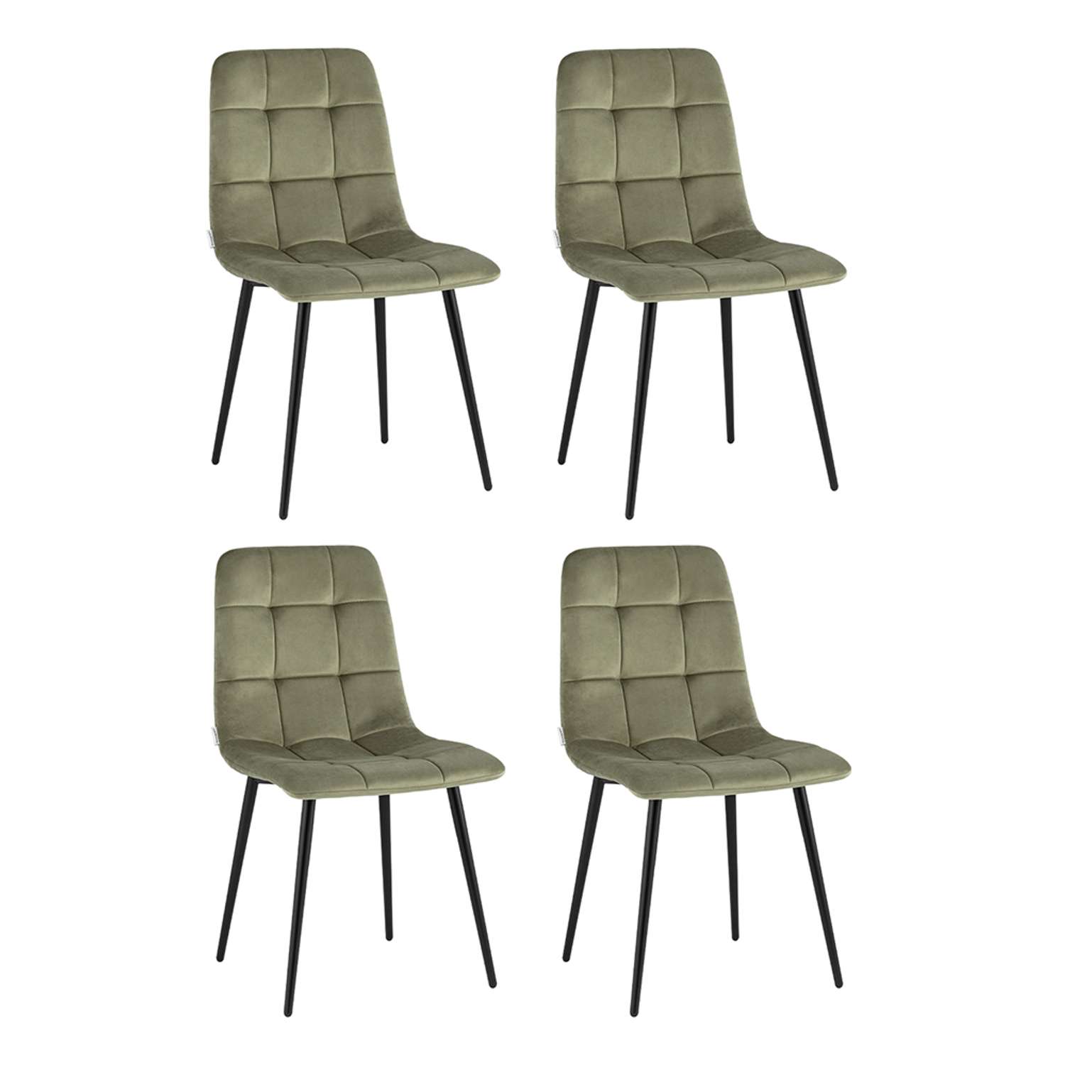 Комплект стульев Stool Group Одди велюр пыльно-оливковый 4 шт - фото 1