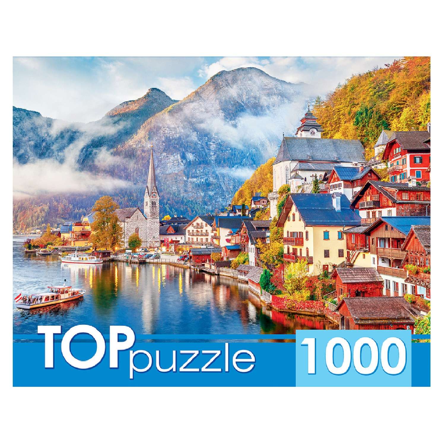 TOPpuzzle. Пазлы. Рыжий кот 1000 элементов.Австрия. Гальштат - фото 1